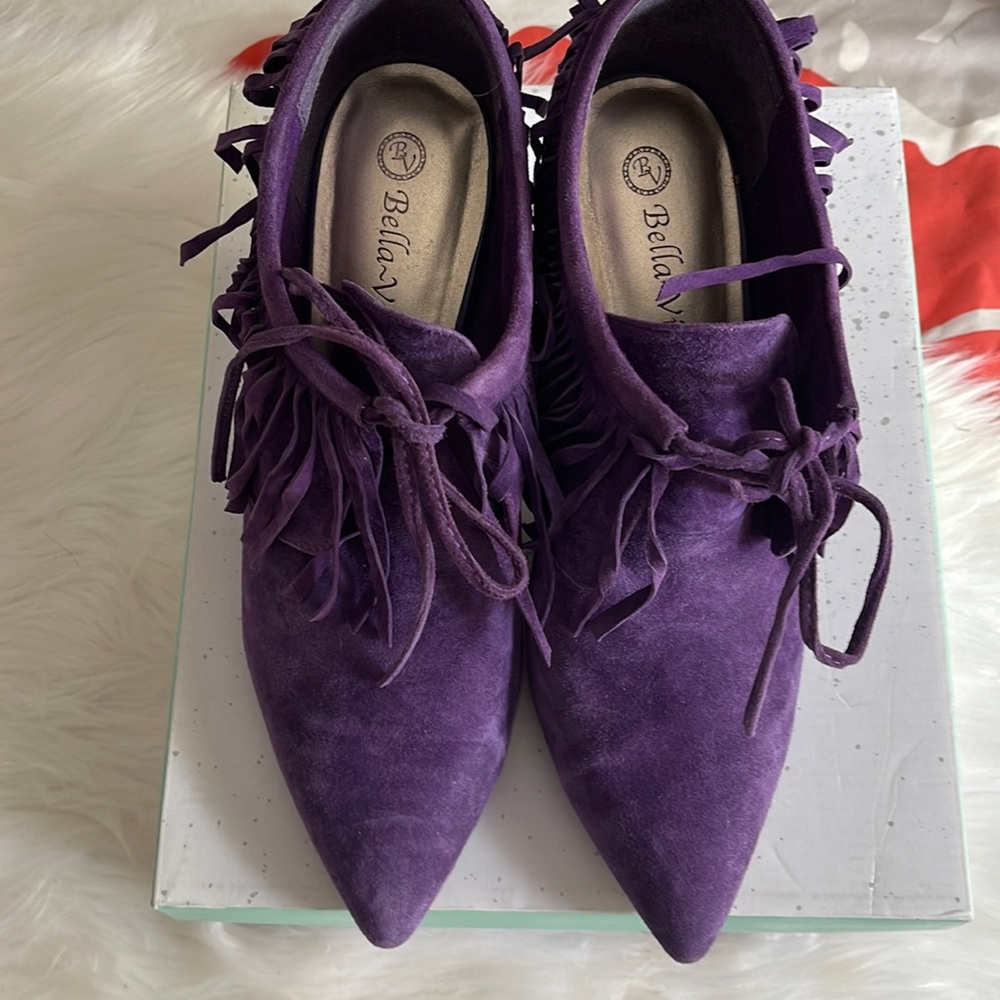 Purple suede bootie